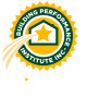 Building Performance Institute Inc. logo featuring a yellow star inside a house shape, surrounded by a green and yellow circular border with the organization’s name—often seen on materials related to Mass Save Rebates.
